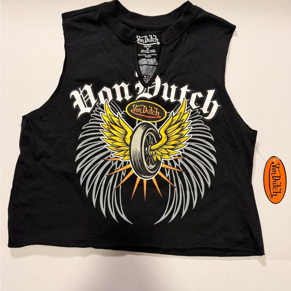 Von Dutch Black Graphic Muscle T-shirt Size Medium - Picture 2 of 8